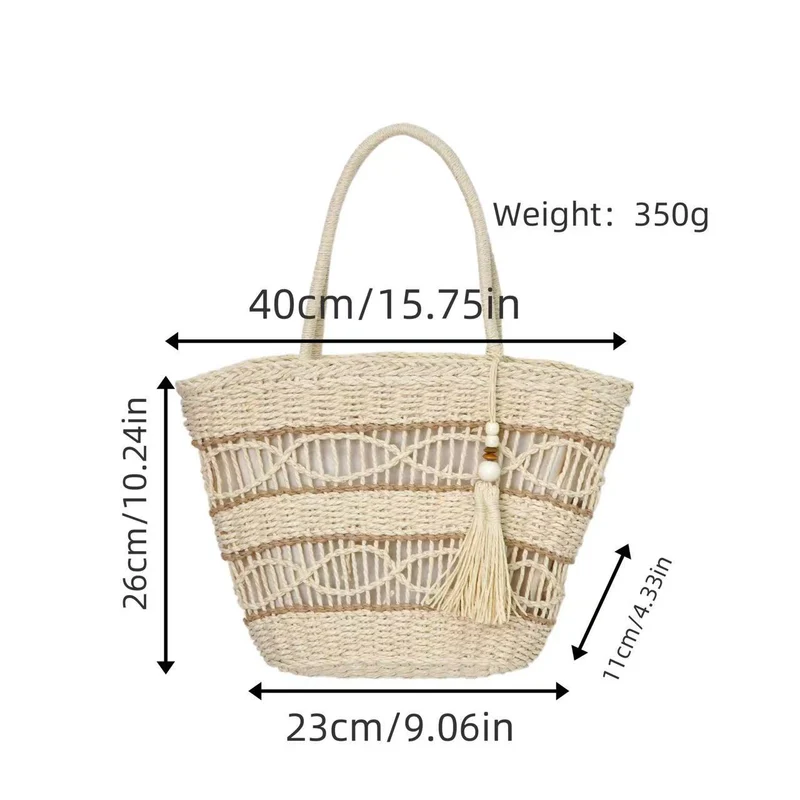 Geflochtene Korbtasche mit Quastendetails Skanto