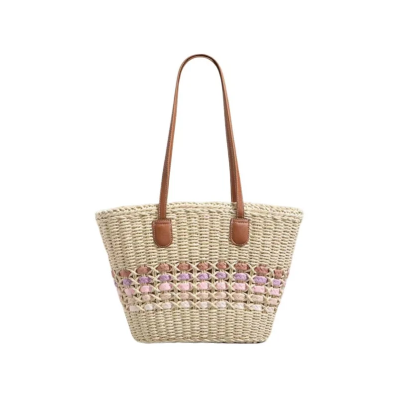 Geflochtene Handtasche mit elegantem Lederbesatz Skanto