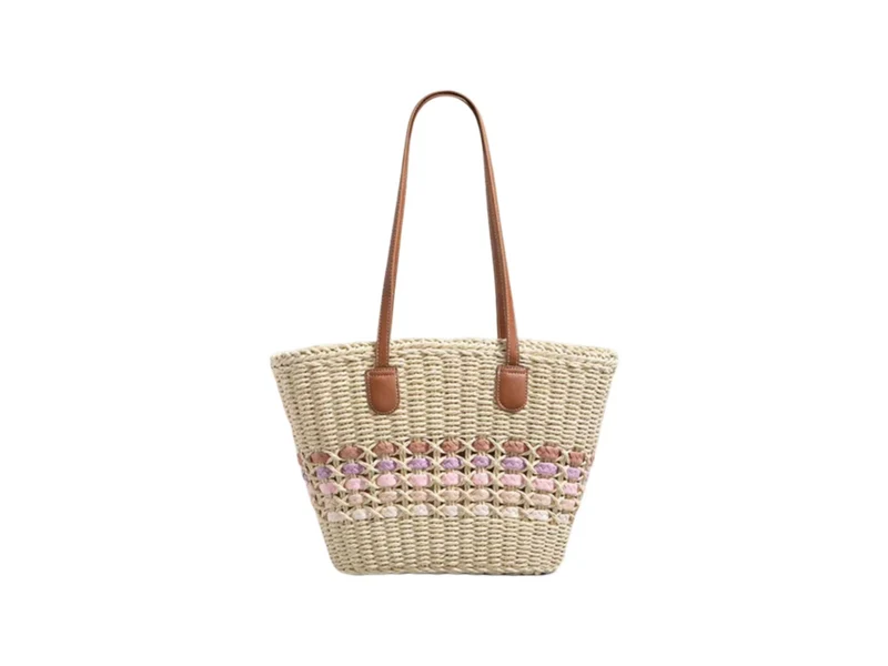 Geflochtene Handtasche mit elegantem Lederbesatz Skanto