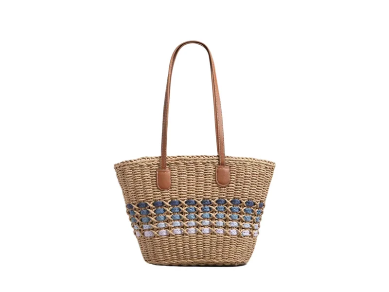 Geflochtene Handtasche mit elegantem Lederbesatz Skanto