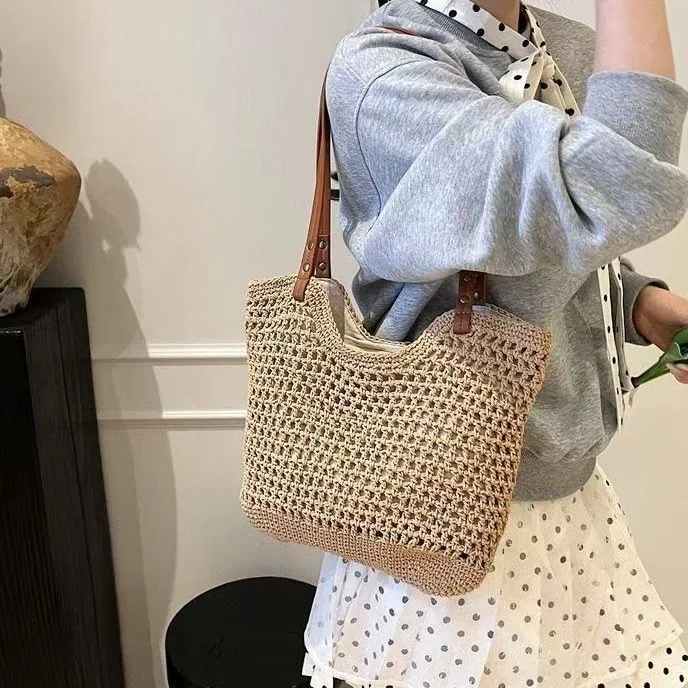 Mesh-Tasche mit robusten Ledergriffen Skanto