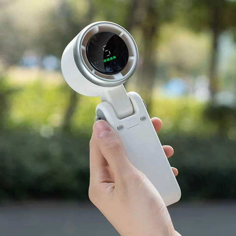 Kühlender Tragbarer Rotorloser Mini-Handventilator mit digitaler Geschwindigkeitsanzeige Skanto