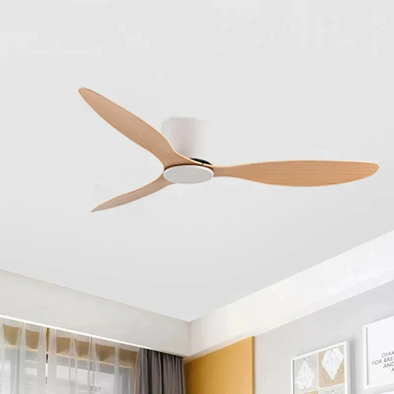 42-52 Zoll Deckenventilatoren mit DC-Motor – Fernbedienung, flache Kühlventilatoren, ohne Licht, Optionen in Weiß, Holz & Schwarz | Skanto