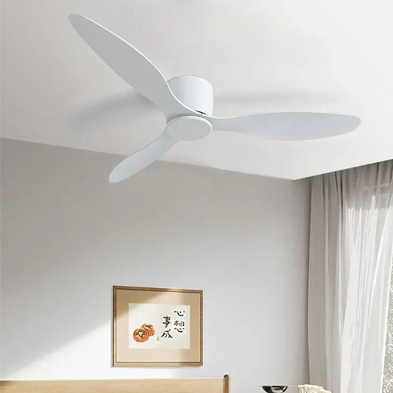 42-52 Zoll Deckenventilatoren mit DC-Motor – Fernbedienung, flache Kühlventilatoren, ohne Licht, Optionen in Weiß, Holz & Schwarz | Skanto