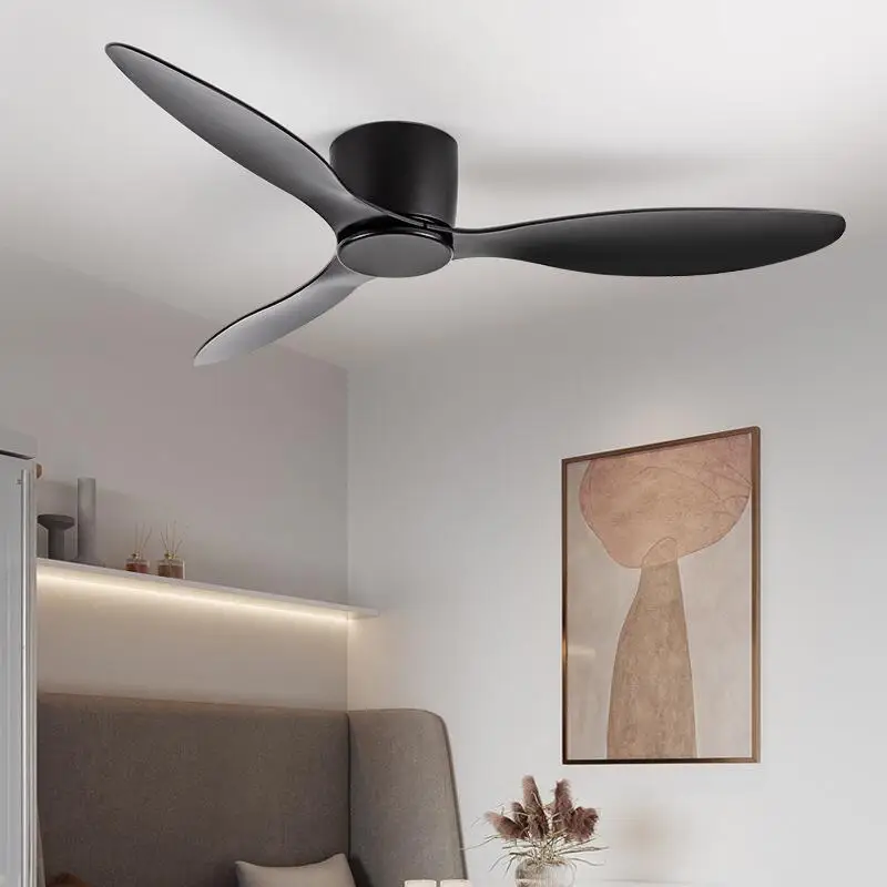 42-52 Zoll Deckenventilatoren mit DC-Motor – Fernbedienung, flache Kühlventilatoren, ohne Licht, Optionen in Weiß, Holz & Schwarz | Skanto