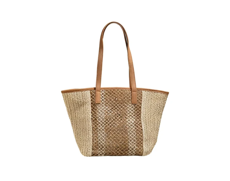 Elegante Strohtasche mit Lederdetails Skanto