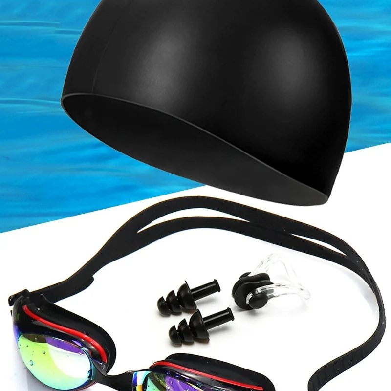 Schwimmset mit ergonomischer Schwimmbrille und Silikonkappe Skanto