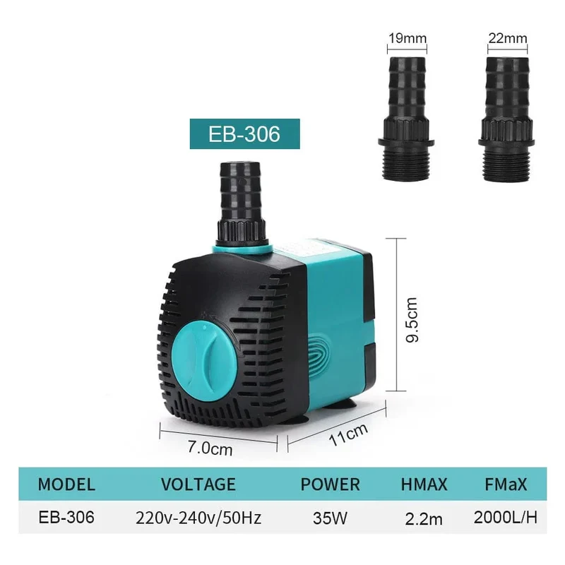 3-60W Ultra-leise Tauchwasserpumpe für Brunnen, Fischteich, Aquarium – Filterpumpe 220V-240V/110V | Skanto