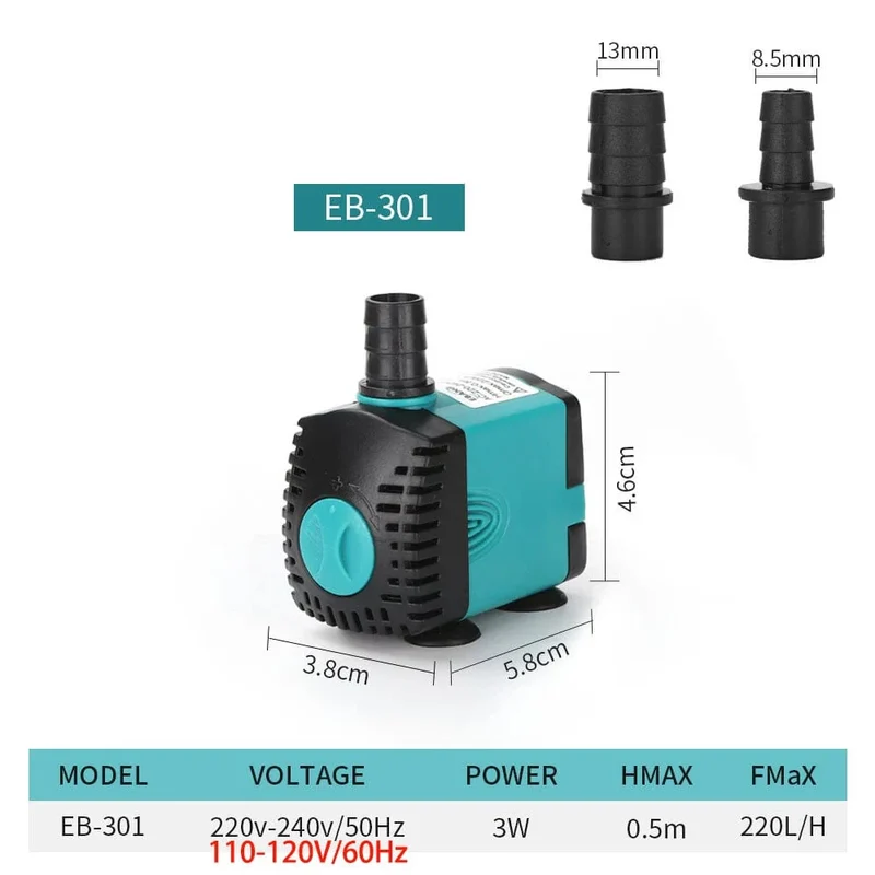 3-60W Ultra-leise Tauchwasserpumpe für Brunnen, Fischteich, Aquarium – Filterpumpe 220V-240V/110V | Skanto