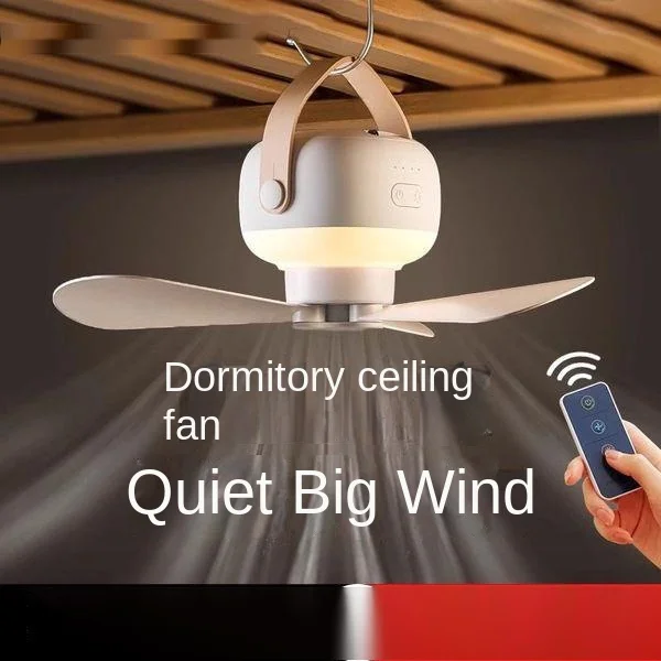 Tragbarer kabelloser Mini-Deckenventilator – USB-Ventilator mit Fernbedienung, Ständer, Nachtlicht für Zuhause, Outdoor & Camping | Skanto