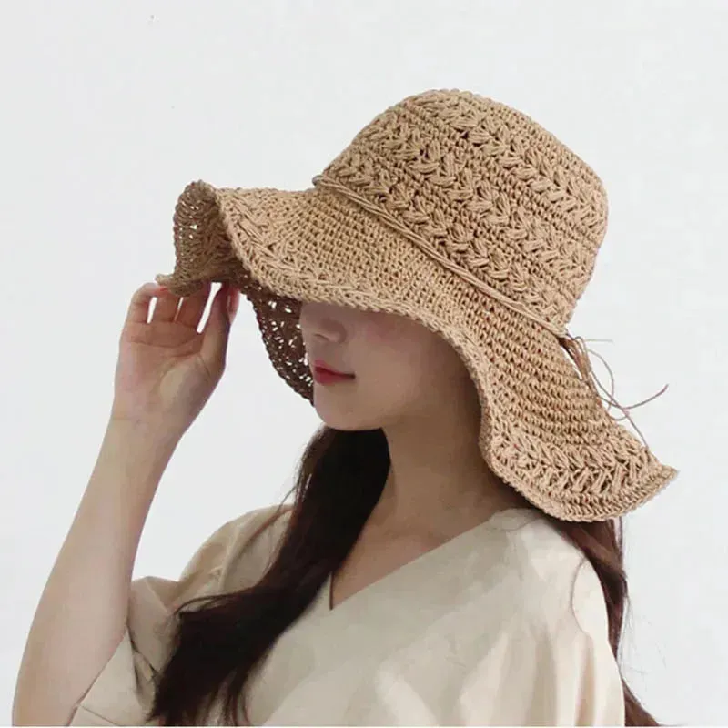 Damen Sonnenhut – Leichter Retro Strohhut für den Strand | Ideal für Sommer und Urlaub