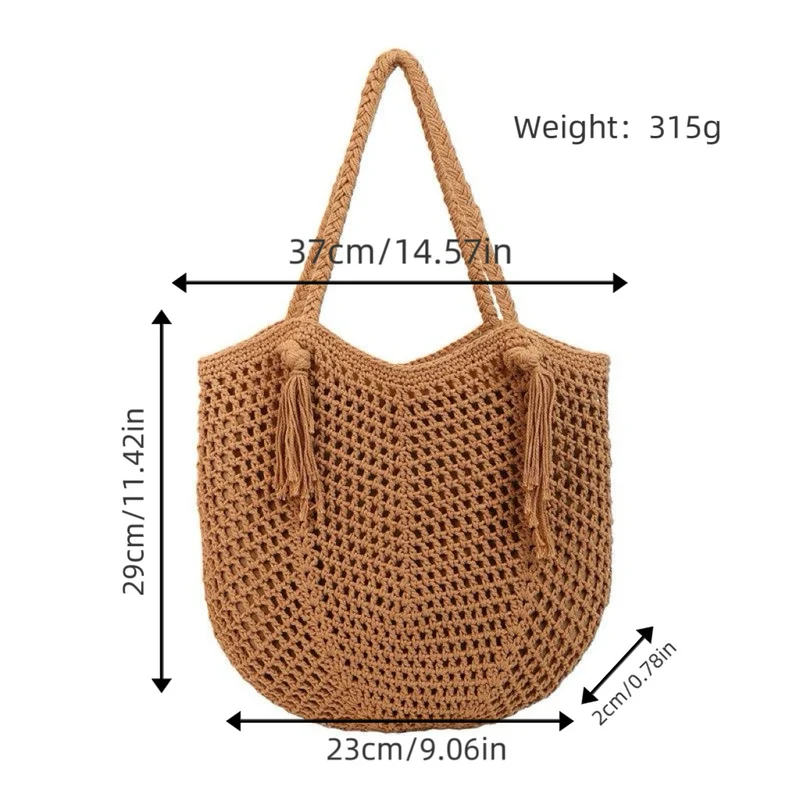 Makramee Strandtasche mit Fransen-Detail Skanto