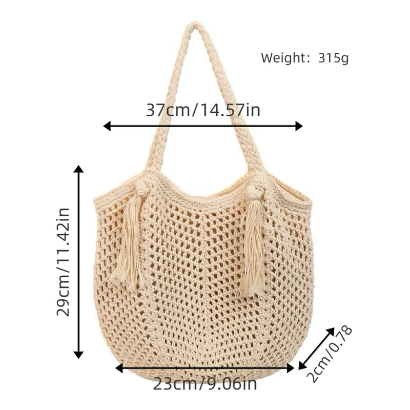 Makramee Strandtasche mit Fransen-Detail Skanto