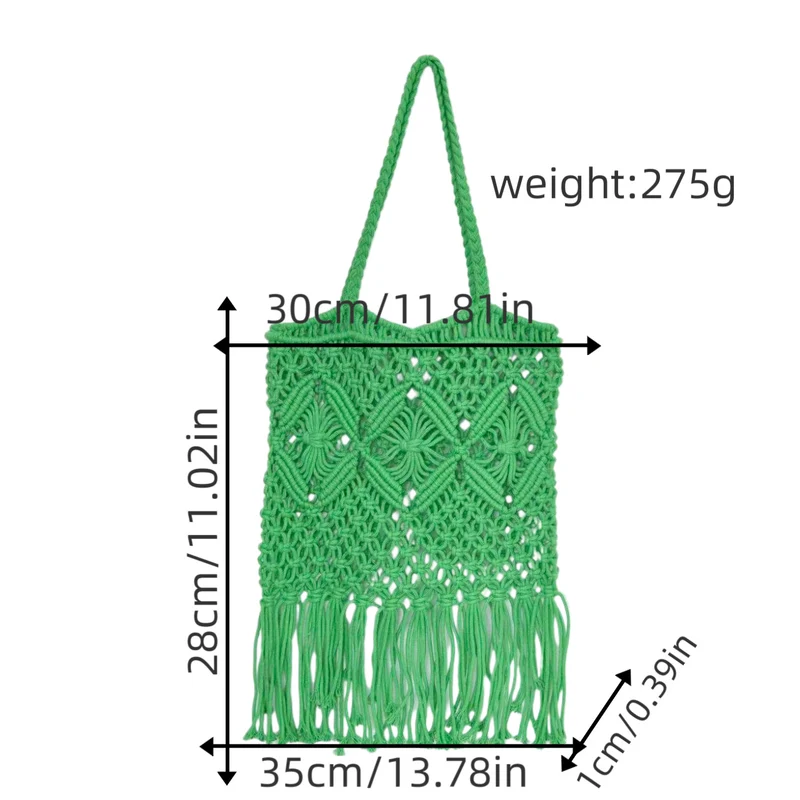 Makramee-Schultertasche mit Fransen-Design Skanto