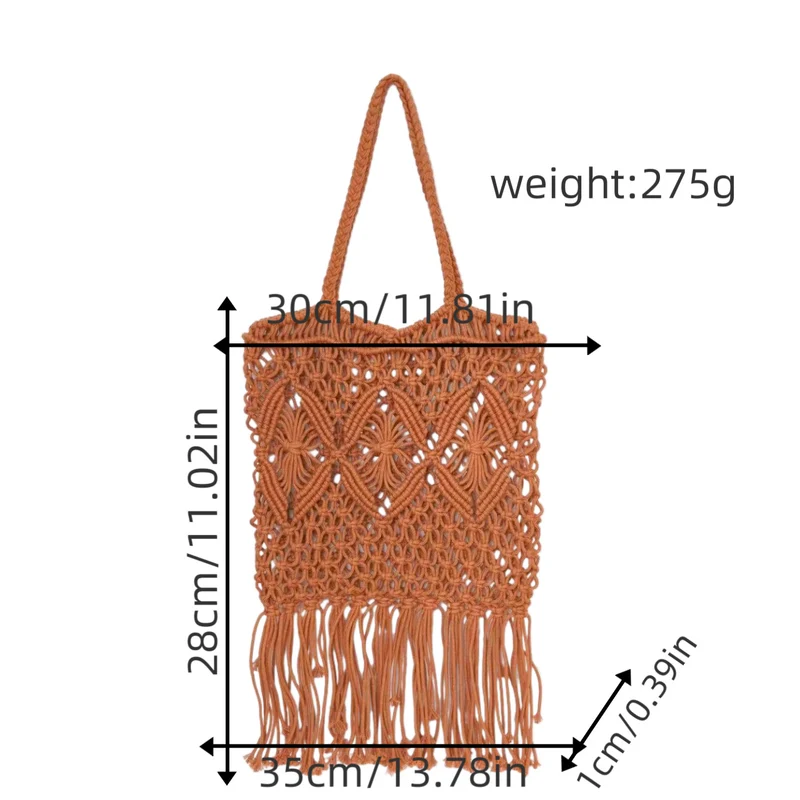 Makramee-Schultertasche mit Fransen-Design Skanto