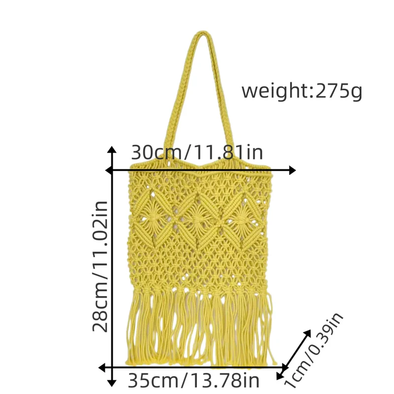 Makramee-Schultertasche mit Fransen-Design Skanto