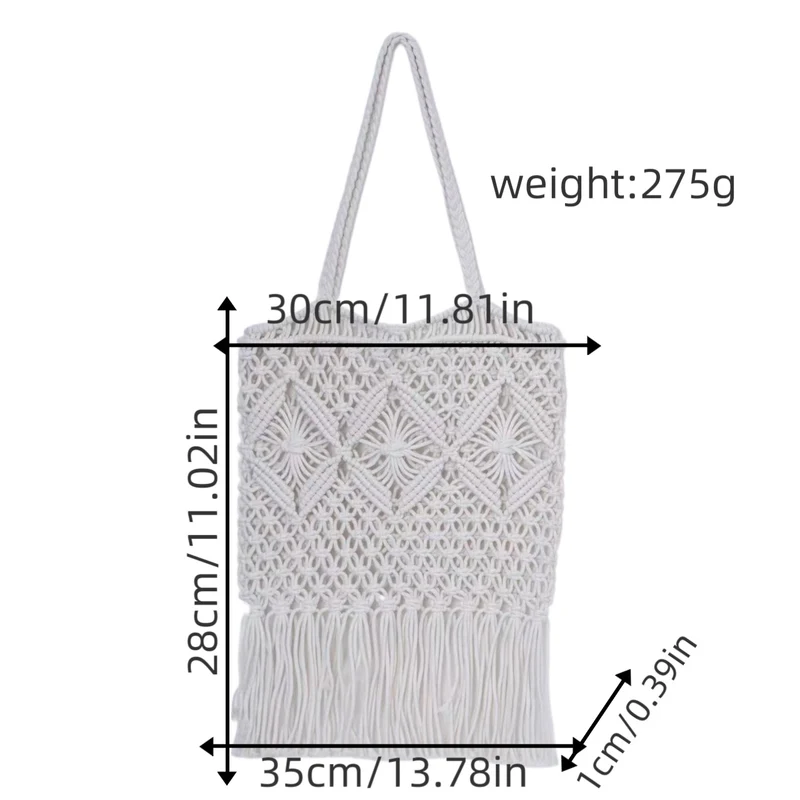 Makramee-Schultertasche mit Fransen-Design Skanto