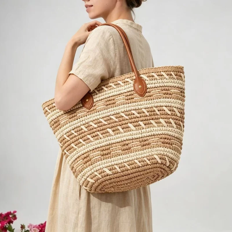 Stroh-Strandtasche mit elegantem Strukturdesign Skanto