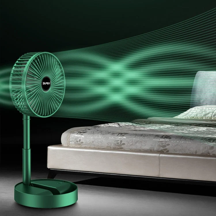 Skanto Tragbarer Klappventilator Ausziehbarer Standventilator, Stil: Wiederaufladbar (Grün) | Skanto