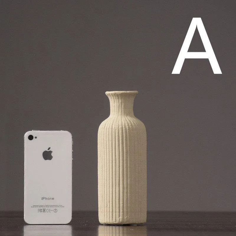 Skanto | Braun Beige Grau Keramik Blumenvase Topf │ Wohnaccessoire