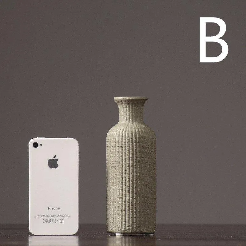 Skanto | Braun Beige Grau Keramik Blumenvase Topf │ Wohnaccessoire