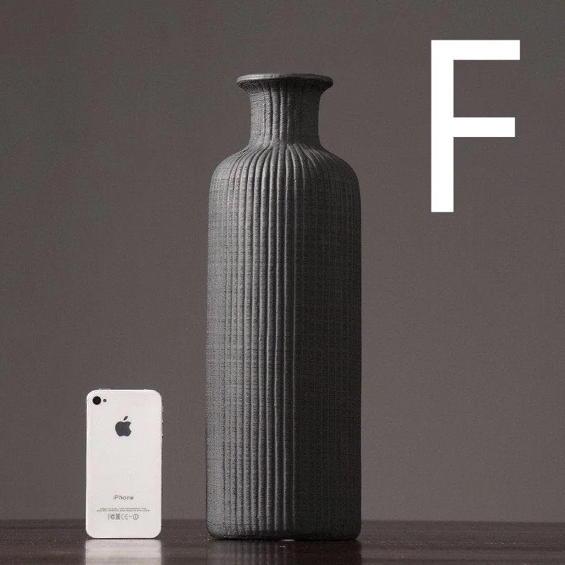 Skanto | Braun Beige Grau Keramik Blumenvase Topf │ Wohnaccessoire