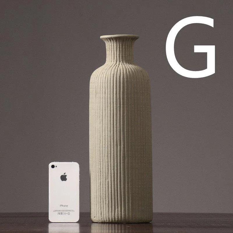 Skanto | Braun Beige Grau Keramik Blumenvase Topf │ Wohnaccessoire