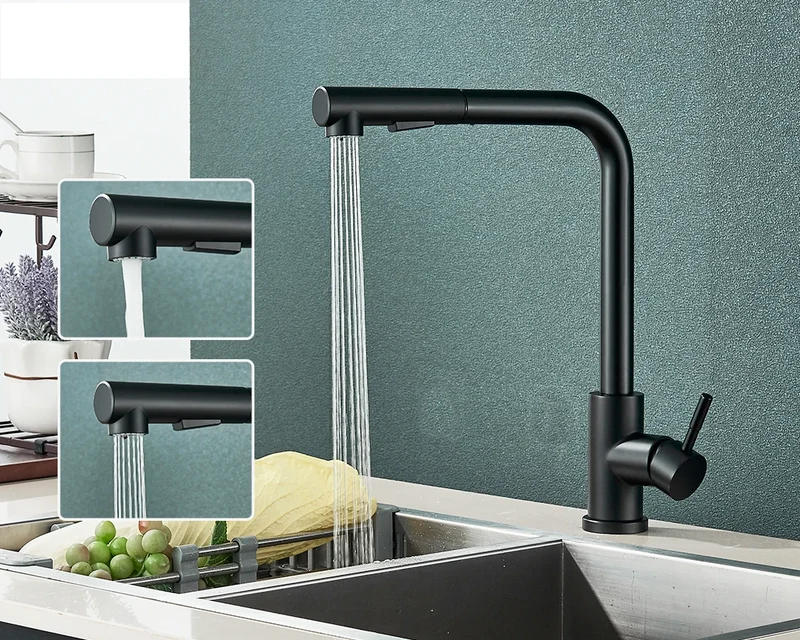FlexiJet Schwarze ausziehbare Küchenarmatur Skanto