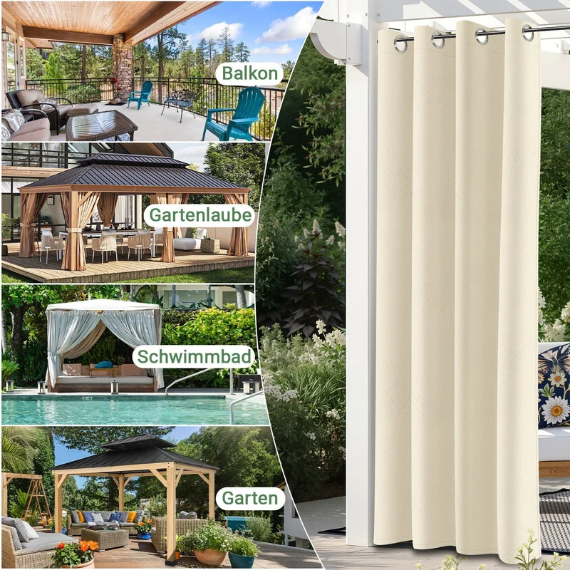 Outdoor-Vorhang wasserdicht mit Ösen | Skanto