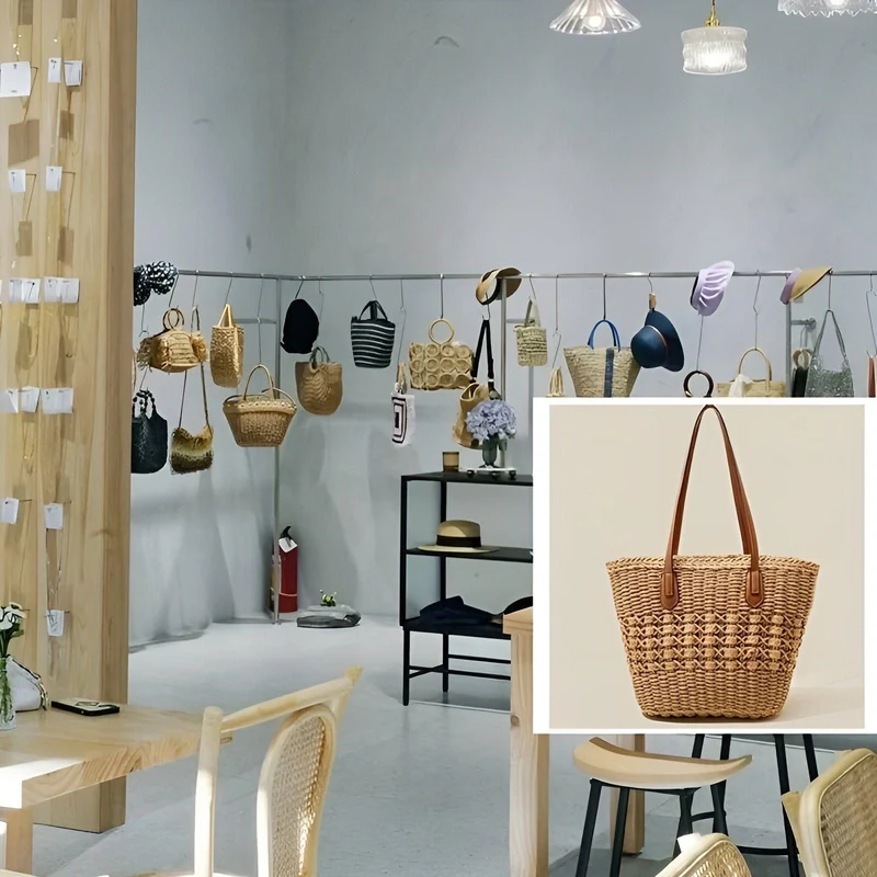 Stroh-Strandtasche – Großes Fassungsvermögen & Leichtgewicht | Perfekt für Shopping und Urlaub | Skanto