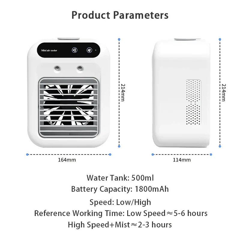 Tragbarer Mini-USB-Luftkühler mit wiederaufladbarem Luftbefeuchter | Skanto
