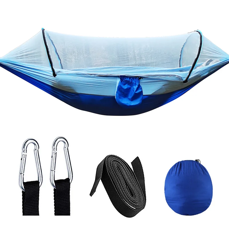 OutdoorRelax Hängematte mit Moskitonetz und Schnellverschluss – 200 kg Tragkraft | Skanto