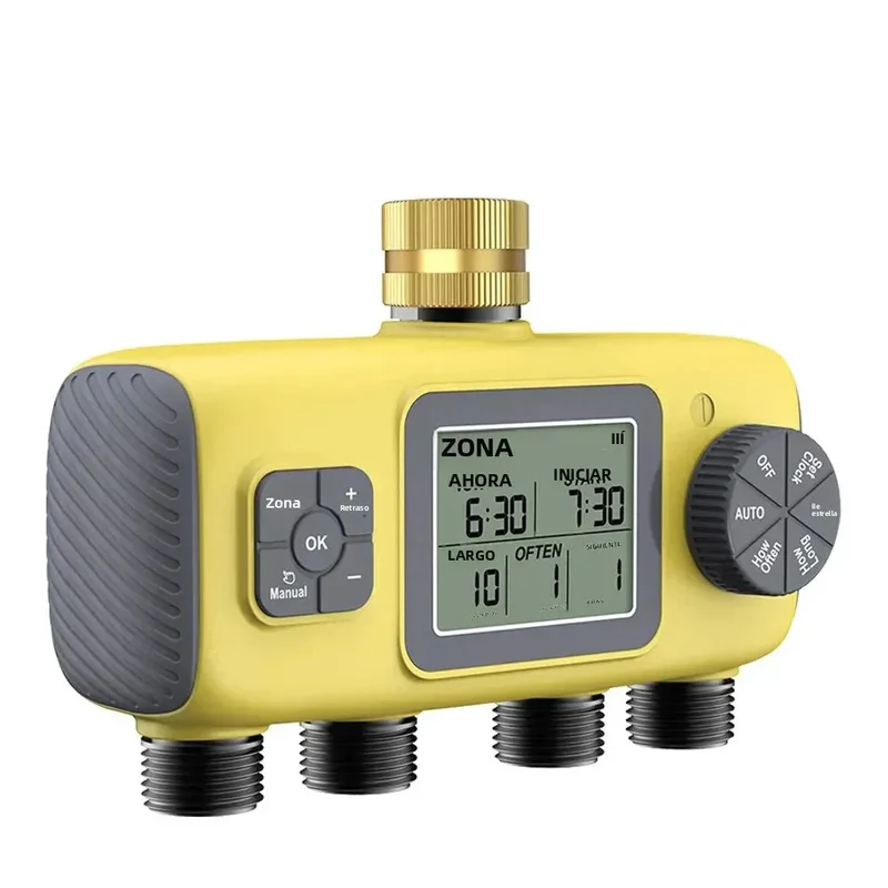 HydroVista - 4-Zonen digitales Bewässerungssystem mit LCD-Bildschirm und IPX7 wasserdichtem Smart-Ventilsystem Skanto
