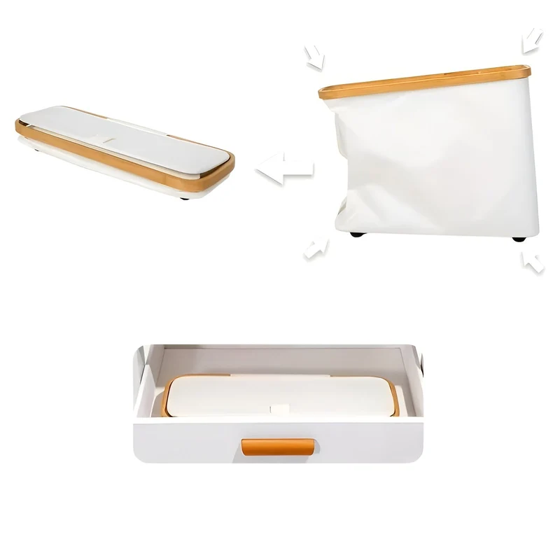 Großer Toilettenpapierhalter mit Deckel – Platzsparend und faltbar | Holzrahmen für Bad und WC | Skanto