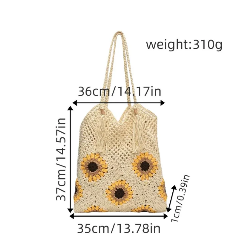 Große und flexible Tasche aus Naturmaterial mit Blumenmuster Skanto