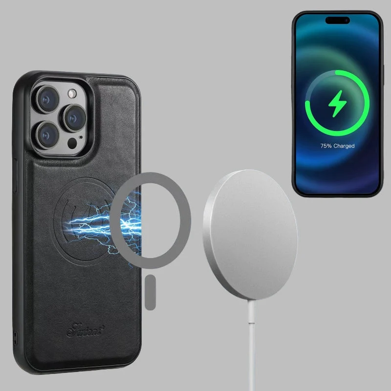 LuxCase Leder Handyhülle mit Kartenhalter und Ständer – Kompatibel mit iPhone | Skanto