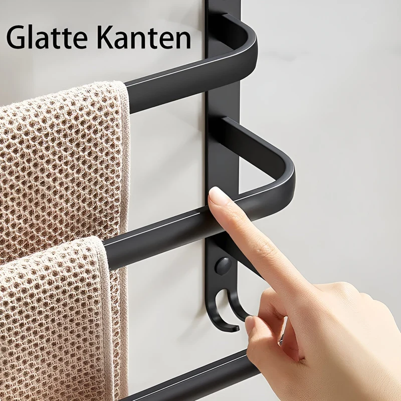 HangEase 3-stufiger Wandhandtuchhalter – Aluminium, platzsparendes Design | Skanto