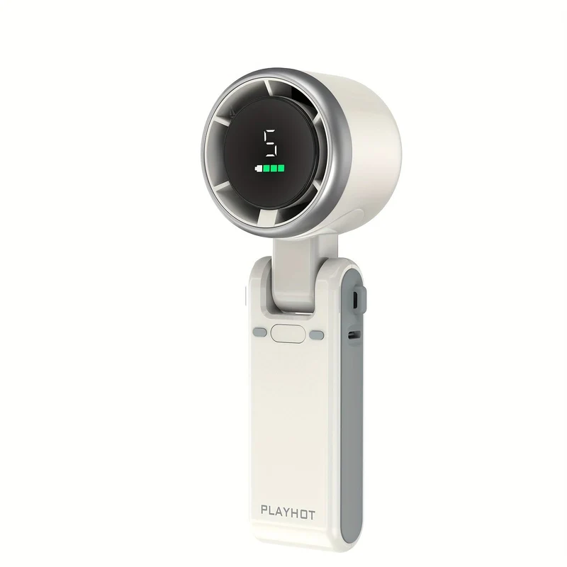 12-Stunden-Turbo-Handventilator mit LED-Licht – 5-Gang-batteriebetriebener Kühlventilator, 3-in-1-Luft-Turbo-Technologie – Kompaktes Design für Outdoor, Reisen & täglichen Gebrauch | Skanto