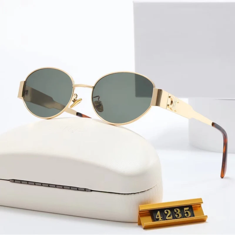 Elegante ovale Damen-Sonnenbrille mit goldfarbenem Rahmen Skanto