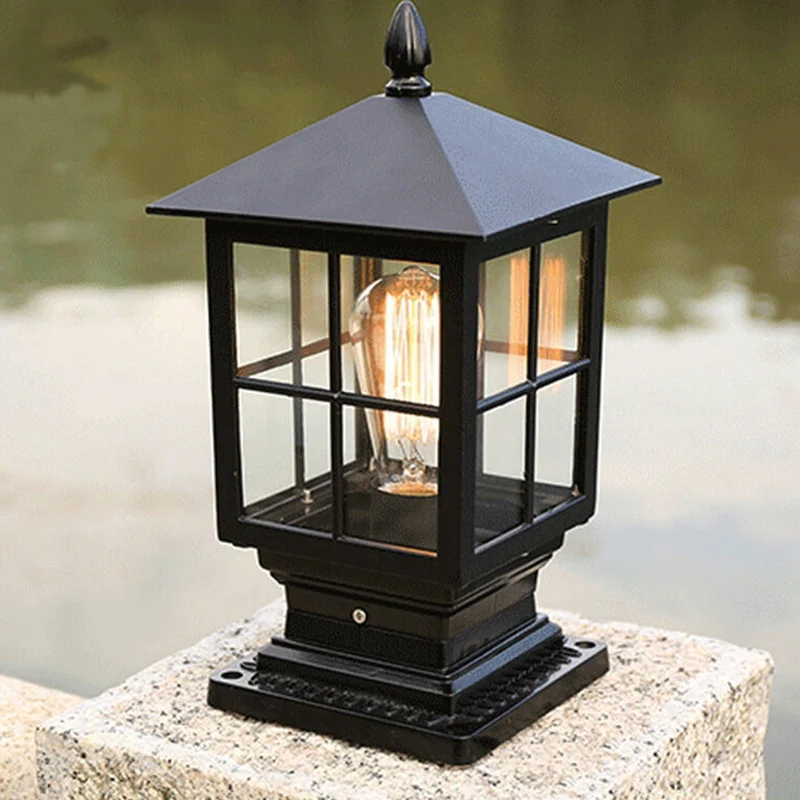 Europäische Outdoor-Säulenleuchte, wasserdicht, rostfrei, Terrassenlampe mit einer Lichtquelle