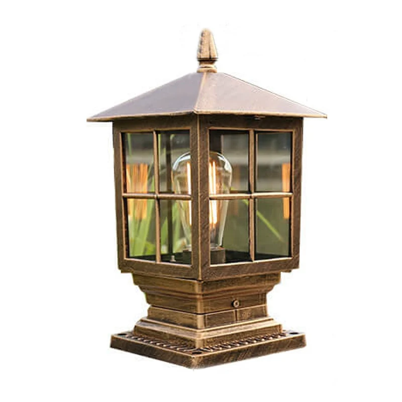 Europäische Outdoor-Säulenleuchte, wasserdicht, rostfrei, Terrassenlampe mit einer Lichtquelle