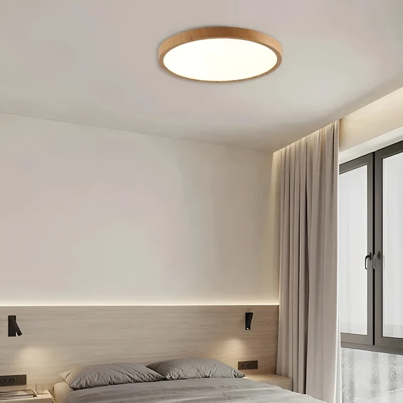 GrainGlow Light – Moderne, ultradünne Deckenlampe aus Holz | Skanto