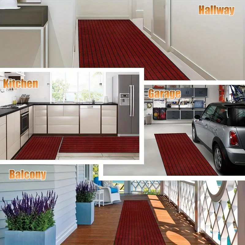 Rutschfester Läufer – Waschbarer Teppich mit Gummirücken für Innen- und Außenbereich | Perfekt für Flur und Balkon | Skanto
