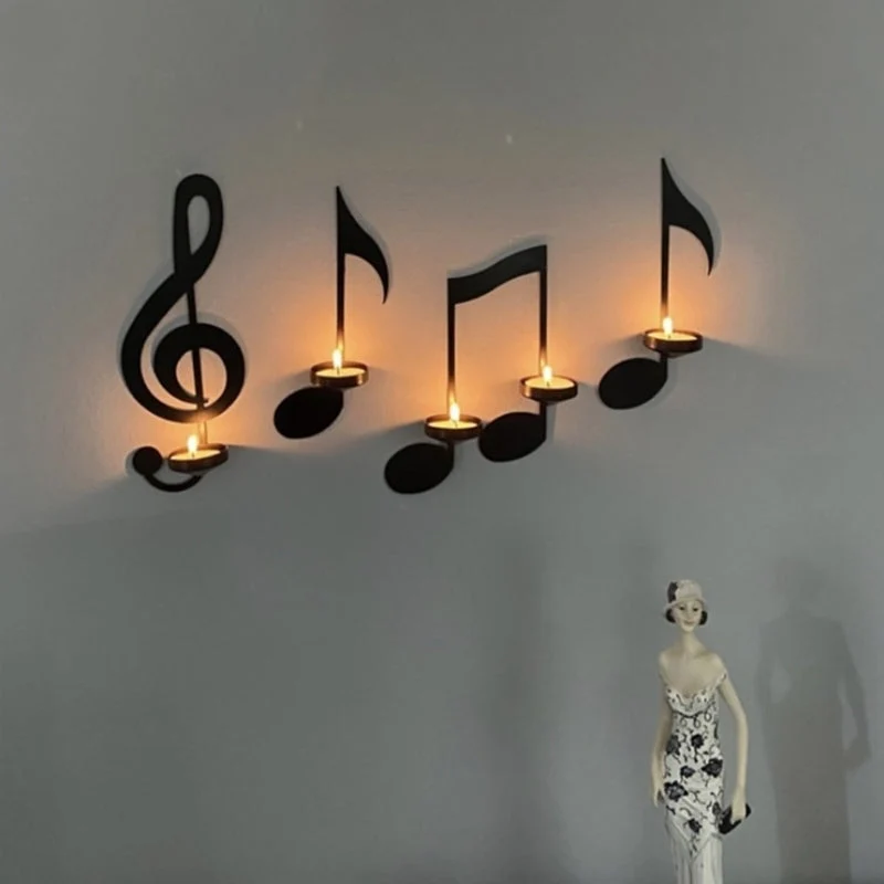 Schwarze Musiknoten-Wandlampe Skanto