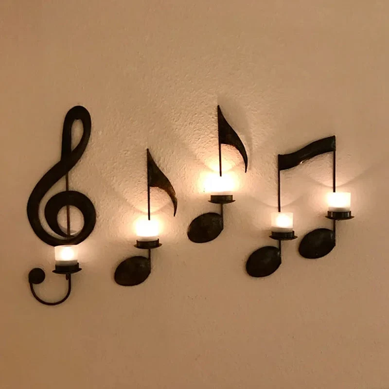 Schwarze Musiknoten-Wandlampe Skanto