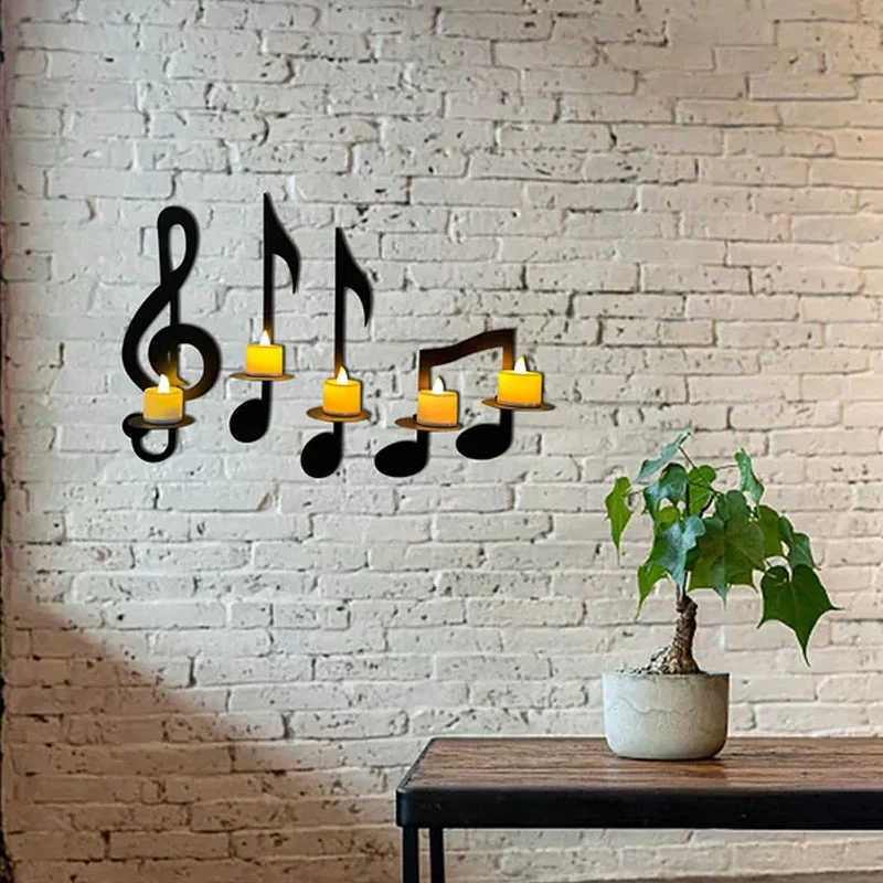 Schwarze Musiknoten-Wandlampe Skanto