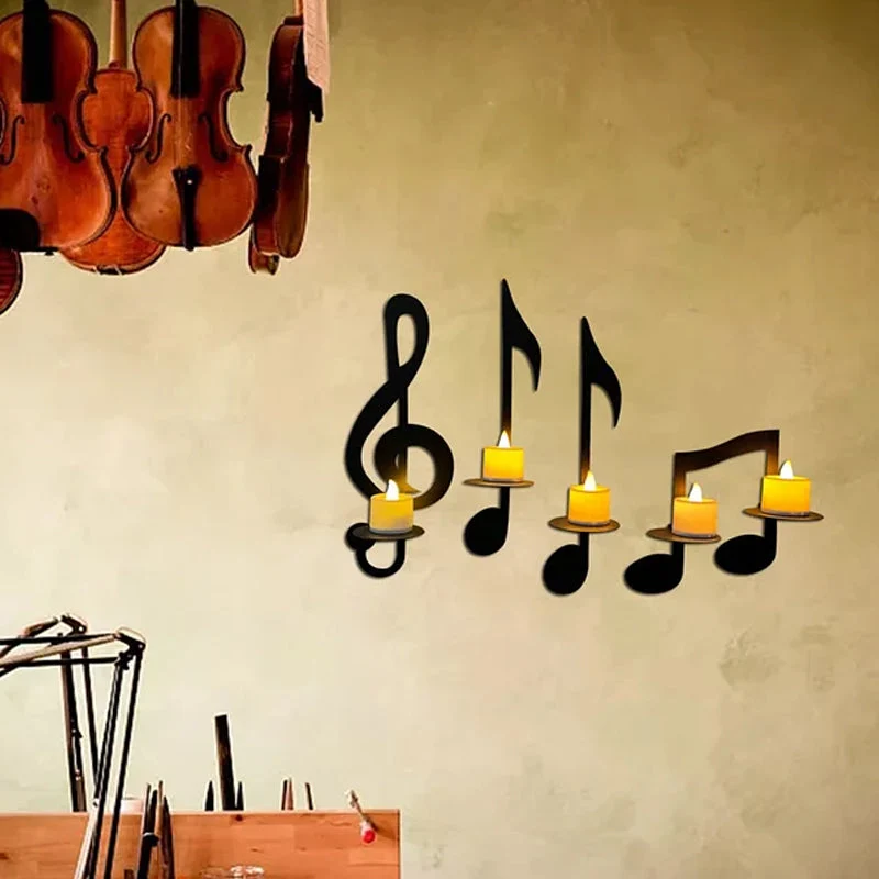 Schwarze Musiknoten-Wandlampe Skanto