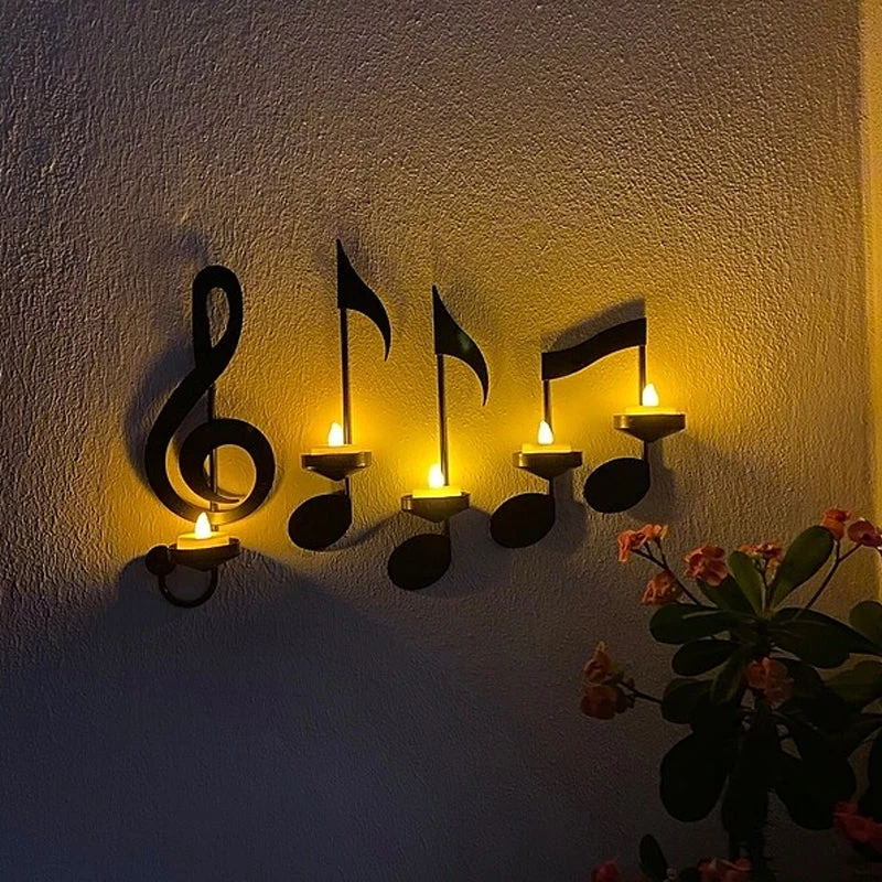Schwarze Musiknoten-Wandlampe Skanto