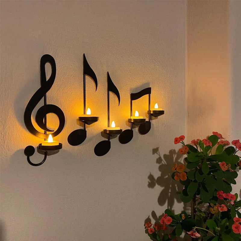Schwarze Musiknoten-Wandlampe Skanto