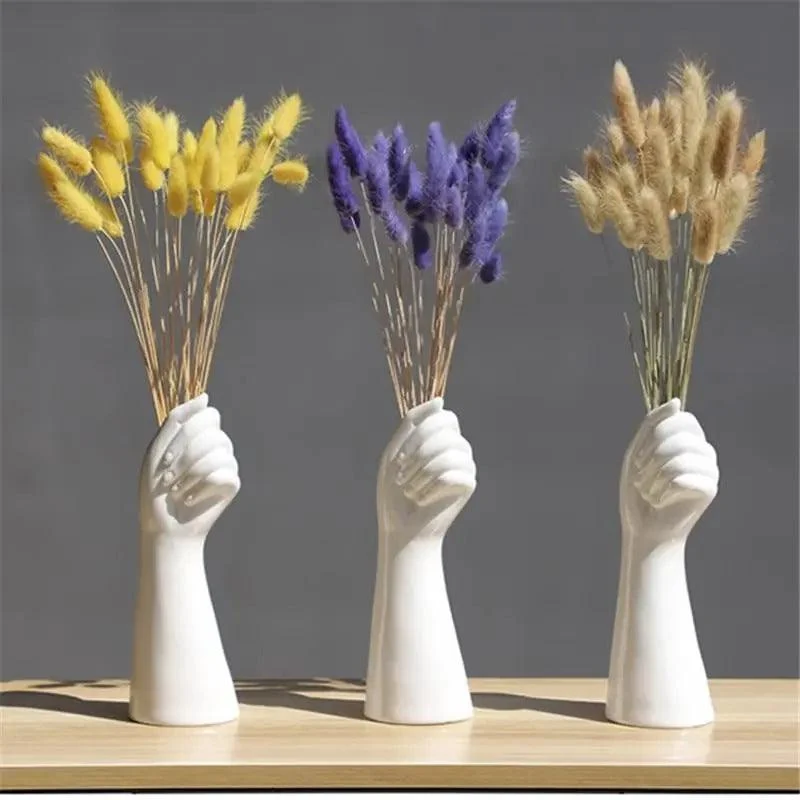 Skanto Keramik weiße Handvase – Porzellan-Tischvase für Home Office Dekor & Blumenarrangement